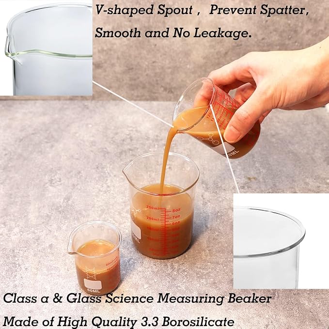 High Borosilicate Glass Measuring Cup-V-Shaped Spout,120ml(4OZ) Glass Measuring Beaker for Kitchen or Restaurant, Easy to Read(Pack of 2)