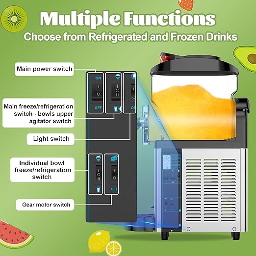 Commercial Slushie Machine, Slushy Machine for Home, 12L Slushie Maker Frozen Drink Maker, No Ice Need, Slush Cocktail Margarita, Smoothie Machine, Kitchen Appliances, Party Bar Amusement Park