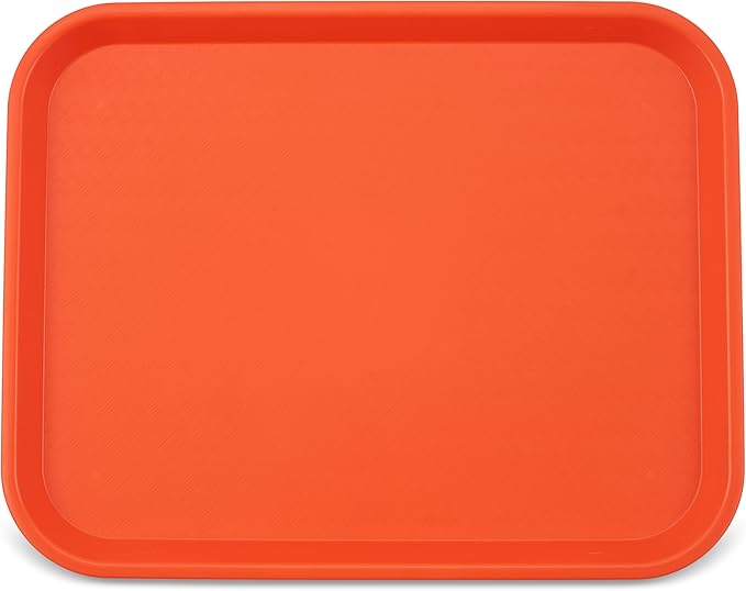 Carlisle FoodService Products Cafe Fast Food Cafeteria Tray with Patterned Surface for Cafeterias, Fast Food, And Dining Room, Plastic, 17.87 X 14 X 0.98 Inches, Orange, (Pack of 12)