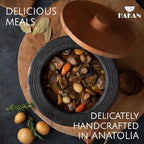 Hakan Efes Clay Cooking Pots with Lids, SMALL 1.9 Quarts Clay Pots for Cooking, UNGLAZED Twice Baked Traditional Casserole Rice Pots for Stove Top, Indian Korean Terracotta Roaster, 60.9 oz (1.8 L)