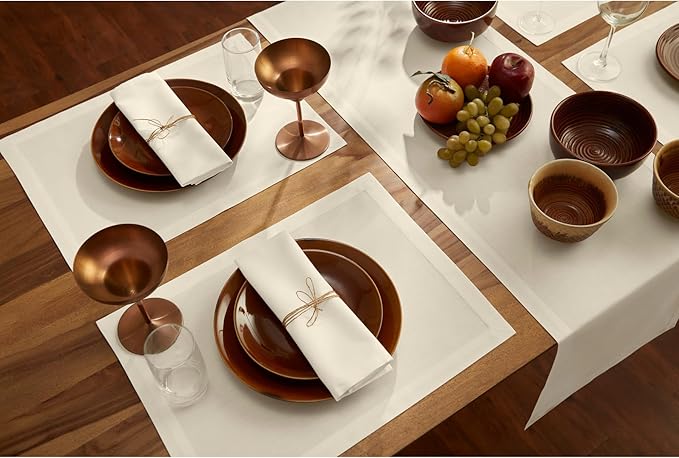 Solino Home Ivory Table Runner 72 Inches Long - Dru Cotton Linen Dining Table Runner 14 x 72 Inch for Summer, Fall, Autumn - Handcrafted and Machine Washable