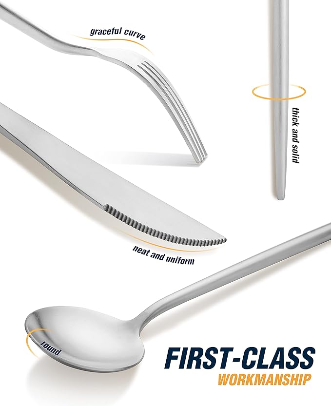 BirdyFly Silverware Set, 20 Piece Stainless Steel Flatware Set Service for 4, Cutlery Set, Include Knives/Forks/Spoons, Dishwasher Safe
