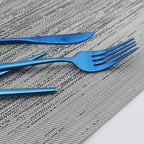 JASHII 24 Pieces Cutlery Flatware Set 304 Stainless Steel Home Kitchen Set, Mirror Polished, Knife/Fork/Spoon, Modern Elegant Tableware Set for Party, Christmas, Dinner (Blue)