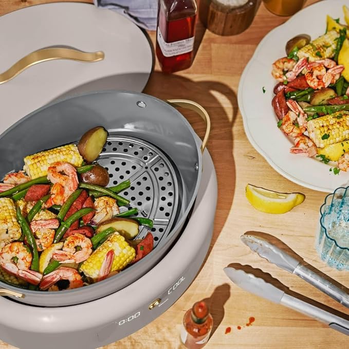 Beautiful 10-in-1 6-Quart Electric Multi-Cooker with Ceramic Coated Pot, Oven Safe to 400°F, Easy Cleanup & Multi-Function Cooking, by Drew Barrymore (Porcini Taupe)