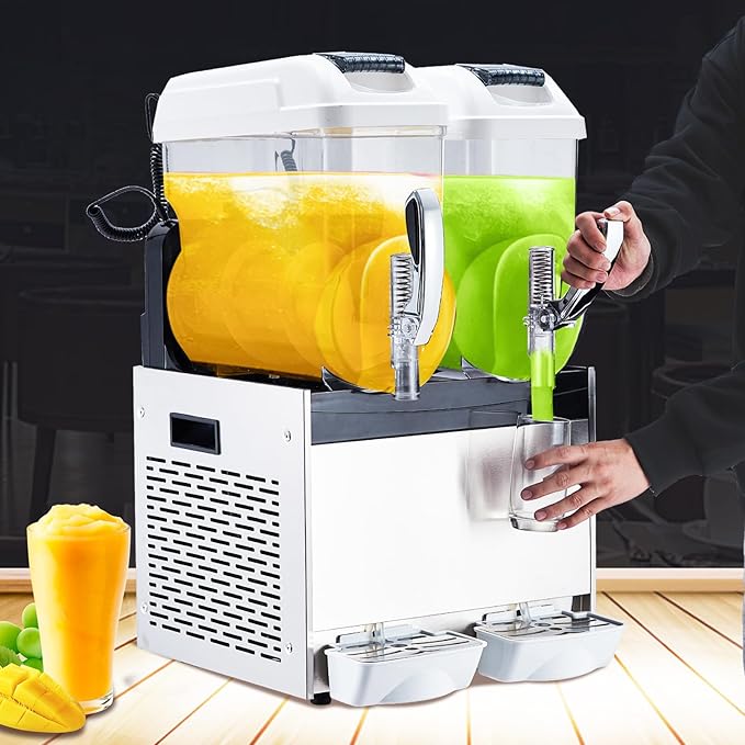 12L*2 Commercial Slushie Machine, 700W slushy machine, 6.4 Gals cocktail margarita frozen drink machine for home, Electric Large Slushie Machine with Self-cleaning Mode for Restaurant Bar