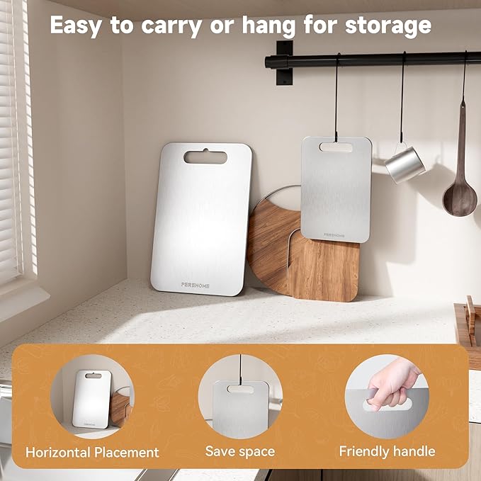 Titanium Cutting Board for Kitchen, Cutting Board Double Sided Food Grade, Chopping Boards with Handle, Dishwasher Safe, Cutting Boards For Meats, Fruits, Vegetables (12x9in)