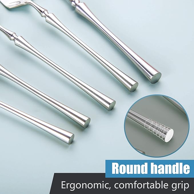 Lemeya 20-Piece Silverware Set for 4,Modern 18/10 Stainless Steel Flatware Set,Unique Rustic Cutlery Utensils Set,Spoon and Fork Set for Home, Restaurant,Wedding,Mirror Polished,Dishwasher Safe