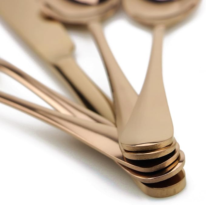30-Piece 18/0 Stainless Steel Classical Flatware Set, Mirror Polishing Rose Gold, Service for 6