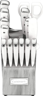 Cuisinart 15-Piece Knife Set with Block, High Carbon Stainless Steel, Forged Triple Rivet, Natural/Gray C77WTR-15PG