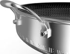 316L Stainless Steel 5QT Frying Pan Hexagon Nonstick Wok with Lid,Single Handle to Hold, PFOA Free, Dishwasher Oven Safe (12inch,5QT/Single Handle)