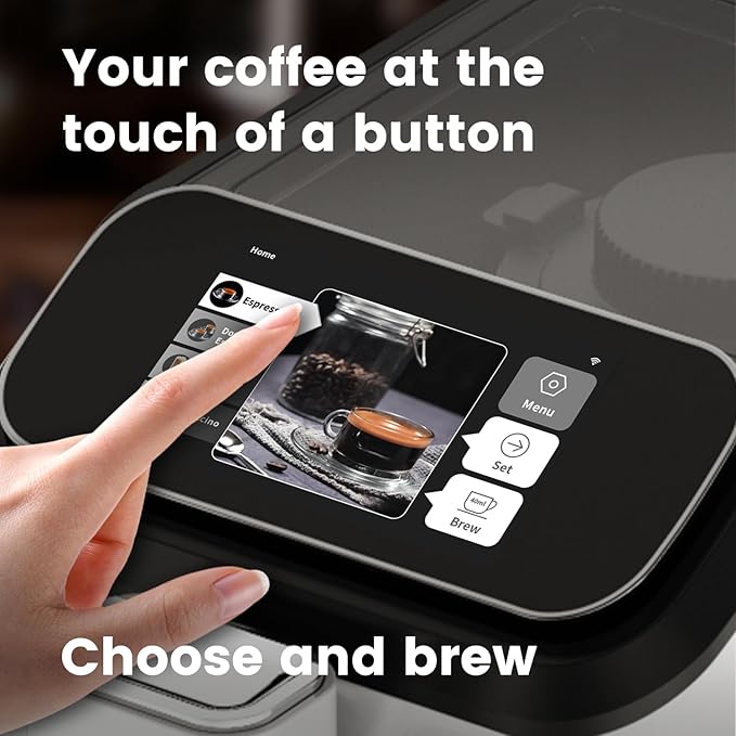 Mcilpoog WS-D5 Pro Fully Automatic Coffee Machine 12 Drinks, Office or Home Use,Wi-Fi Enabled, Liquid Volume & Temperature, Cappuccino Latte Espresso, Automatic Cleaning, Super Automatic Coffee Maker