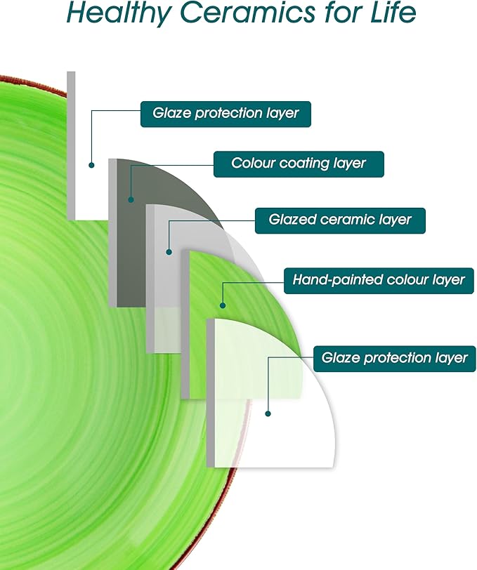 vancasso Pasta Bowls Set of 4, 46 oz Ceramic Salad Serving Bowls and Soup Bowls, Microwave Safe Pasta Plates, Large Shallow Kitchen Dishes, Bonita Series - Multicolor