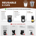 Reusable K Cups for Keurig 1.0，Stainless Steel K Cup Reusable Coffee Pods Compatible with Keurig 1.0，Metal Keurig Reusable Coffee Pods with Upgrade Double-layer fine mesh Design（2 Pack）