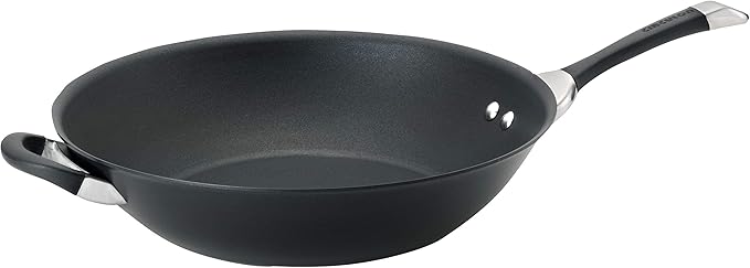 Circulon Symmetry Hard Anodized Nonstick Stir Fry / Wok Pan with Helper Handle - 14 Inch, Black