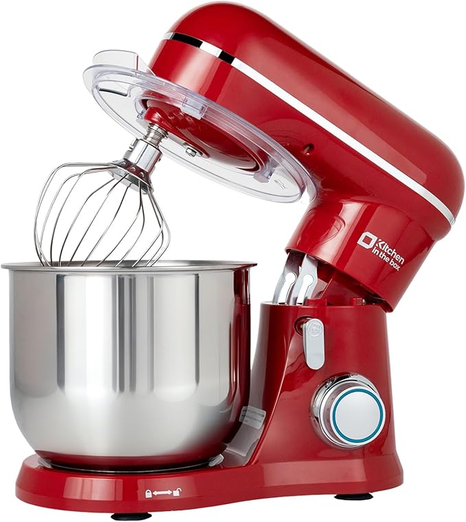 Kitchen in the Box Stand Mixer, 3.5 QT Small Kitchen Electric Stand Mixers, 10-Speed Portable Lightweight Dough Mixer for Daily Use with Egg Whisk, Dough Hook, Beater (Red)