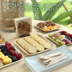 Compostable Square Palm Leaf Plates 8 Inch with Forks & Knives (50 Each) - Like Bamboo Plates, Disposable Party Plates, Biodegradable, Eco-Friendly, Microwave & Oven Safe