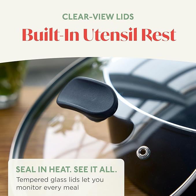 Rigoletto 10 Piece Cookware Pots & Pans Set, Made in Italy, Layered Ceramic PFAS-Free Surface, Induction, Dishwasher & Metal Utensil Safe, Granite Finish, Stay-Cool Handle, Black