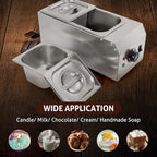 WICHEMI Chocolate Tempering Machine Chocolate Melter Chocolate Melting Pot 2 Tanks 9lbs Stainless Steel Chocolate Warmer Melting Machine Home Or Bakery Use