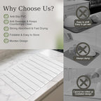 Hopegiver Stone Drying Mat for Kitchen Counter, 23.62"x15.35" Marble-Pattern Quick Dry Dish Mat, Elegant Absorbent Diatomaceous Earth Mat for Dishes Countertop Sink Bathroom, Includes Sanding Block