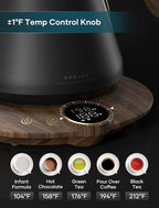 Gooseneck Electric Kettle with ±1℉ Temperature Control for Pour Over Coffee & Tea, Quick Heating, BPA-Free Stainless Steel, Built-in Brew Timer, 1500W/0.9L (Rainforest)