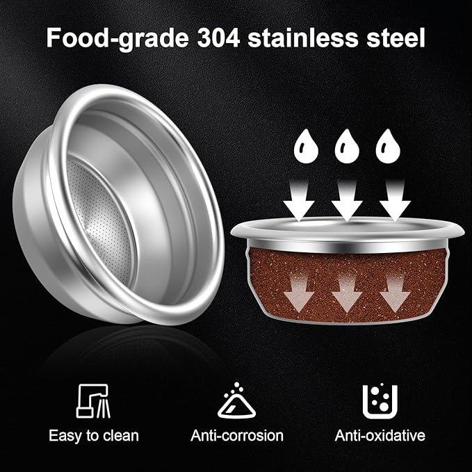 58mm Portafilter Basket Pressurized Filter Basket Stainless Steel Coffee Portafilter Basket Espresso Filter Basket (58mm-2)