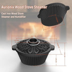 Wood Stove Steamer, Cast Iron Humidifier for Wood Stove, Cast Iron Steamer Pot, Trivet, Lattice Top, Pre-Seasoned, Fireplace Humidifier Cookware Set, All Seasons Cookware Set.