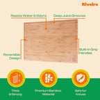Riveira Brown Bamboo Wood Cutting Board – Gourmet Bamboo Grandeur: 20 x 30 Wooden Cutting Board – Wooden Cutting Boards For Kitchen Decorative – Innovative Juice Grooves Wooden Chopping Board
