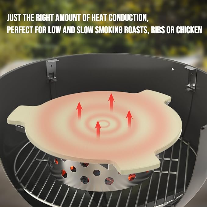 Skyflame Charcoal Heat Controller for 22”/26” Kettle Grills, Stainless Steel BBQ Smoking Gilling Kit with Ceramic Heat Deflector Plate - U.S. Design Patent, Turns Your Charcoal Grill Into a Smoker
