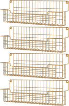 Spice Rack, 4-Pack Seasoning Organizer Wall Mounted for Kitchen Storage Organization, Metal Spice Holder Shelf for Cabinet, Pantry, Gold