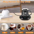 Smart Beverage Heating Plate Candle Wax Cup Warmer Electric Thermostat Coaster for Hot Coffee Milk Tea Water Cocoa Desk Home Office Use (R1 Black)