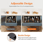 Lifewit Utensil Kitchen Drawer Organizer, Expandable from 18 to 30 inches, Plastic Cooking Cutlery Silverware Tray, Adjustable Spatula Holder, Flatware Tools Gadgets Storage Divider, XXL,Black