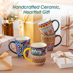 vancasso 16 oz Coffee Mugs Set of 6, Large Ceramic Mug with Handle, Boho Coffee Cups for Latte, Cappuccino & Hot Chocolate, Dishwasher & Microwave Safe Gift Set, Series SIMI