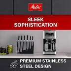 Melitta Aroma Series Programmable Drip Coffee Makers Parent (Aroma Tocco Plus Black and Stainless Steel 12 Cups) with 5-Pack Coffee Filters