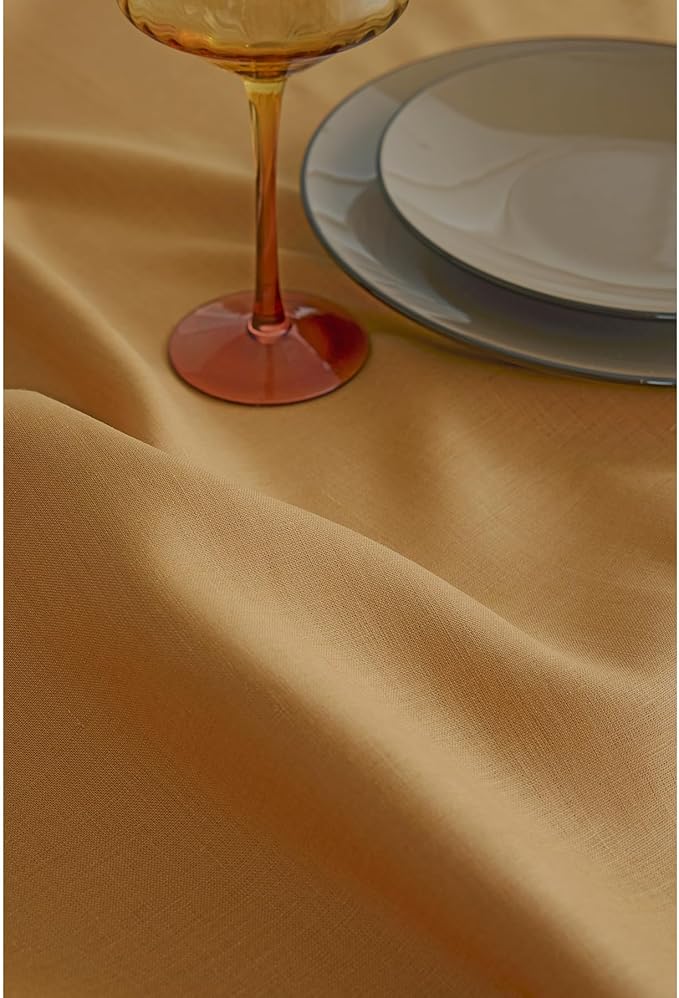 Solino Home Linen Table Runner 36 Inches - 100% Pure Linen Caramel Table Runner 14 x 36 Inch Ideal for Dresser and Coffee Tables - Summer, Fall, Autumn - Fete
