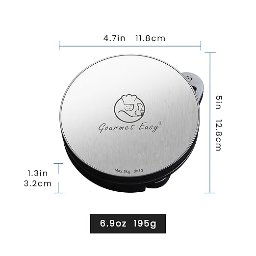 Gourmet Easy Dynamo Food Scale for Kitchen, Battery-Free Technology Kitchen Scale, Food Weight Scale, Weight in Grams & Ounces, Multifunctional Food Scale for Cooking, Baking & Meal Prep, Round