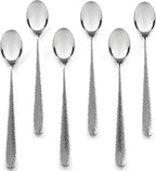Hudson Essentials Hammered Iced Tea Spoons, 18/10 Stainless Steel Long Handle Spoons for Stirring Cocktails, Tea, Coffee, Set of 6 - Bergamo