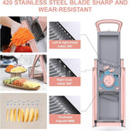 2025 [All in 1] Upgraded Version Safe Mandoline Slicer for Kitchen, Adjustable Thickness. Veggie Slicer, Rapid Prep Mandoline, Detachable Blade, with Cleaning Brush/Paring Knife (GrayPink)