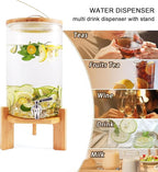 Beverage Dispenser,2.1 Gallon Glass Drink Dispenser with Stand,Glass water dispenser with Spigot, Large Drink Dispensers for Parties,Water Dispensers for Bar,Wedding,Restaurants 8L