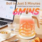 Seehot® 1.7L (57.oz) Electric Kettle with Thermometer, 1200W Large Electric Tea kettle with 304 Stainless Steel,Auto shut off,Hot water kettle Electric for Coffee&Tea-White