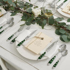 24-Piece 18/0 Stainless Steel Silverware set,Vintage Flatware set with Bakelite Handle,service for 4,Cutlery set (Green)