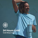 Hydro Flask 40 Oz Travel Tumbler with Handle, Lid and Straw - Insulated Stainless Steel in Aloe