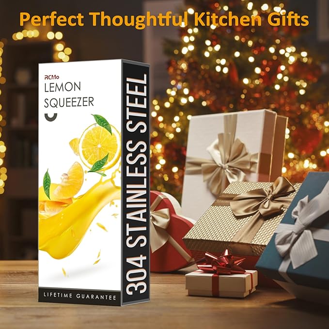 Lemon Squeezer Stainless Steel - Premium Quality, Heavy Duty Solid Metal Squeezer Bowl - Large Manual Citrus Press Juicer and Lime Squeezer (Yellow)