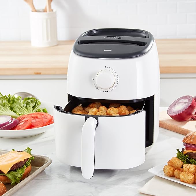 DASH Tasti-Crisp™ Express Air Fryer Oven, 2.6 Qt., White – Compact Air Fryer for Healthier Food in Minutes, Ideal for Small Spaces - Auto Shut Off, Analog, 1000-Watt