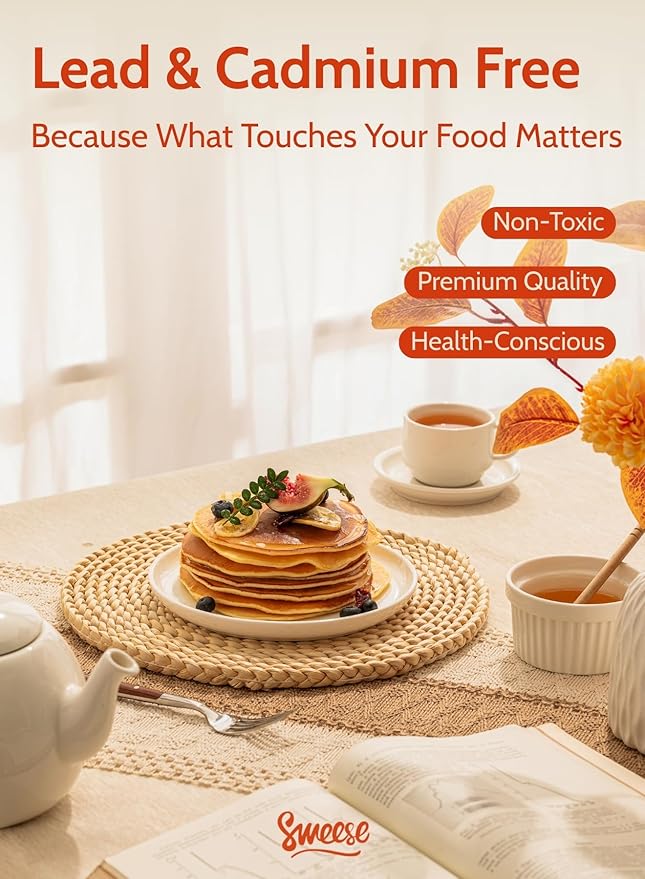 Sweese 7.4 Inch Porcelain Dessert Plates, Set of 6 - Stackable, Microwave Oven Safe - White