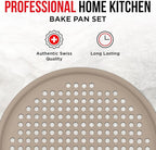 Non-Stick Pizza Pan 1 Pack, 13 Inch Round Carbon Steel Pizza Tray with Perforated Holes for Crispy Crust, PFOAPFOSPTFE Free, Dishwasher & Oven Safe Up To 450°F, Durable Nonstick White Marble Coating