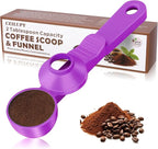 2-in-1 Coffee Scoop with Funnel, 2 Teaspoon Measuring Spoon for Reusable K Cups, Ground Coffee, Protein Powder & Tea, Mess-Free Plastic Design (Rose Red)