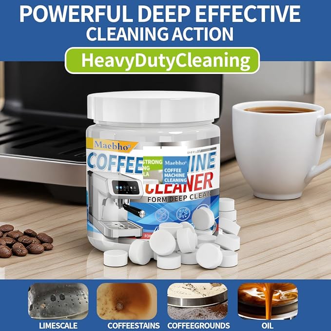 100-Tabs Coffee Maker Cleaner Tablets,Espresso Coffee Machine Descaler Cleaning Tablets Compatible with Keurig, Ninja, Breville, Delonghi, Nespresso, Miele - Deep Descaling & Cleaning