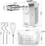 Hand Mixer Electric, 450W Kitchen Mixers with Scale Cup Storage Case, Turbo Boost/Self-Control Speed + 5 Speed + Eject Button + 5 Stainless Steel Accessories, For Easy Whipping Dough,Cream,Cake