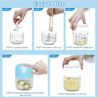 Electric Garlic Chopper, 250ML Portable Garlic Chopper with USB Charging Function, Wireless Food Processor for Chili, Fruit, Meat, Ginger, Onion etc