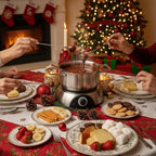 CUSIMAX 1500W Electric Fondue Pot Set, Fondue Pot for Chocolate, Cheese, Broth, Oil, Luminated Control Dial, Fondue Set with 8 Colour Coded Stainless Steel Forks, 1.4-Quart - Stainless Steel